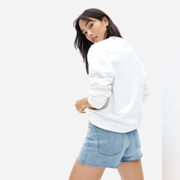 Everlane The Unisex French Terry Crew Sweatshirt in White NWT - Picture 6 of 11
